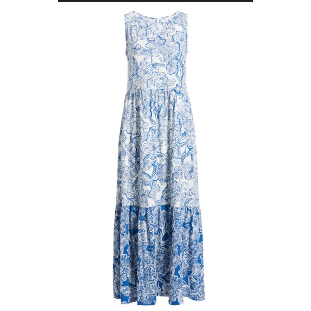 Lilly Pulitzer Hayleigh Maxi Dress S NWOT Blue White Floral Coastal Prep Resort - Picture 8 of 9